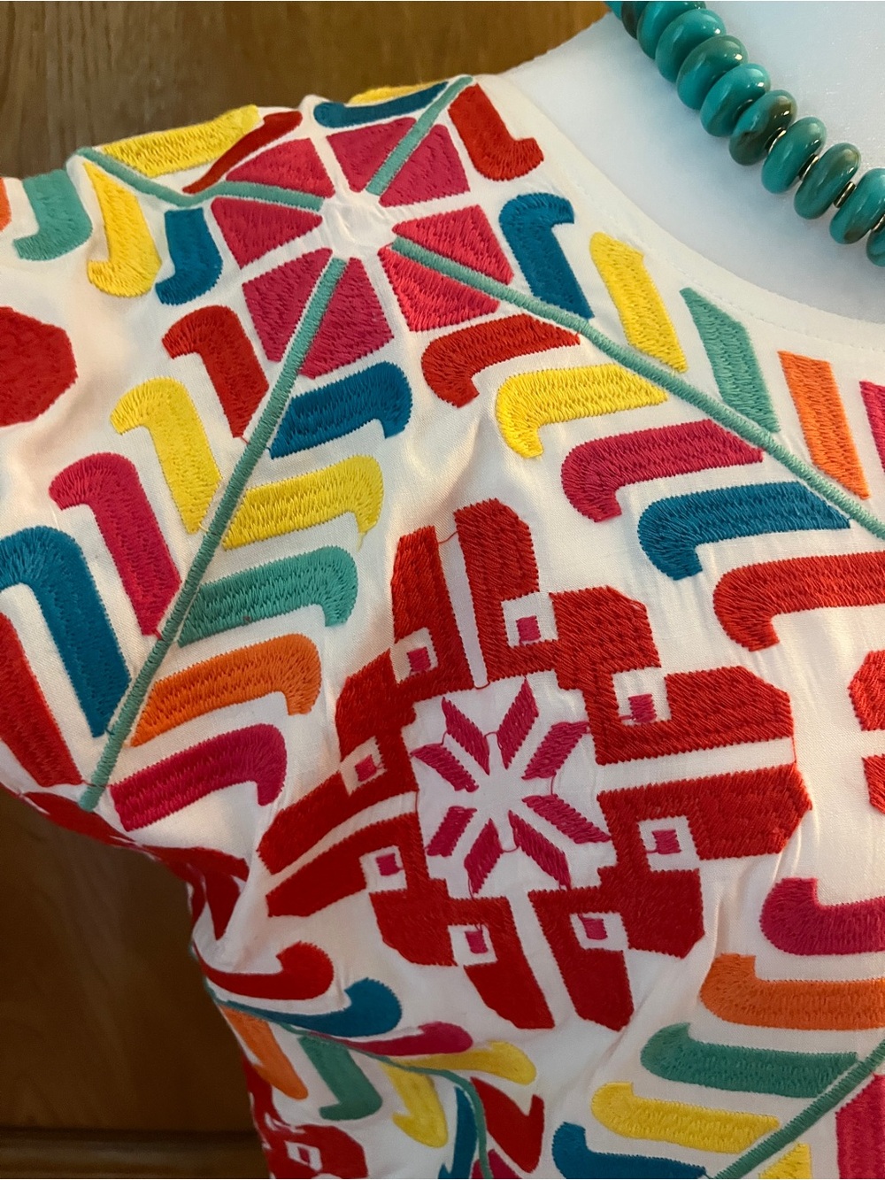 Sz M J Marie Mexican Embroidered Colorful Shirt - Picture 7 of 11